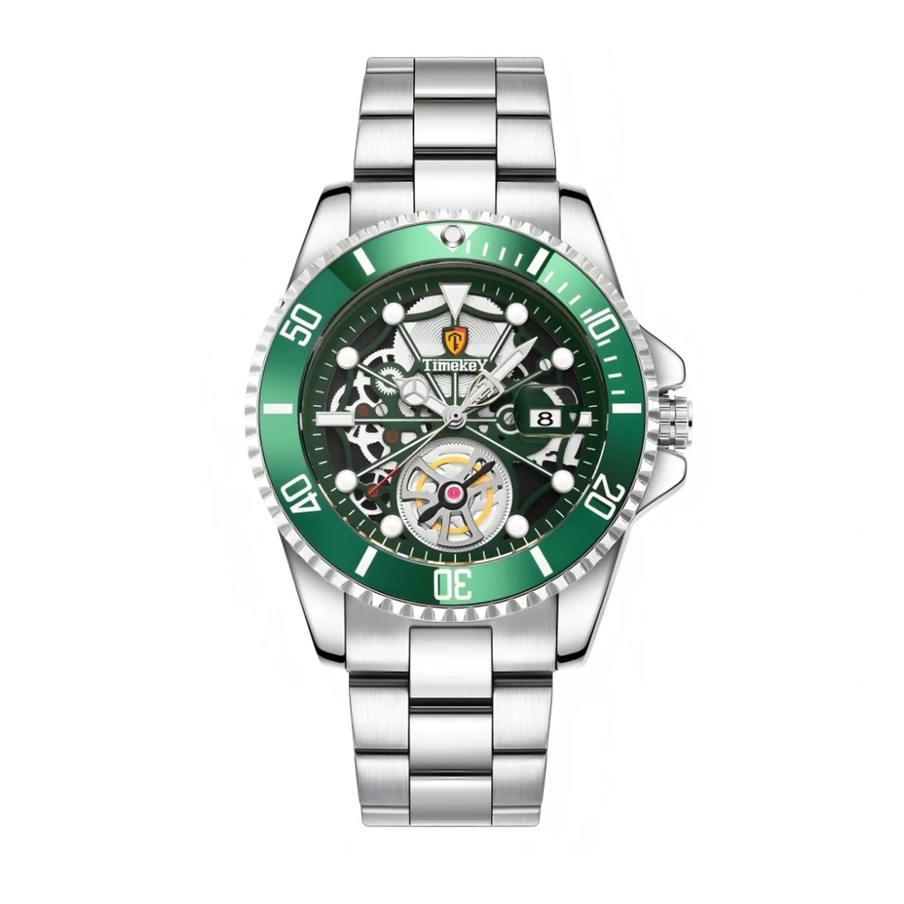 Timex Silver and Green Watch